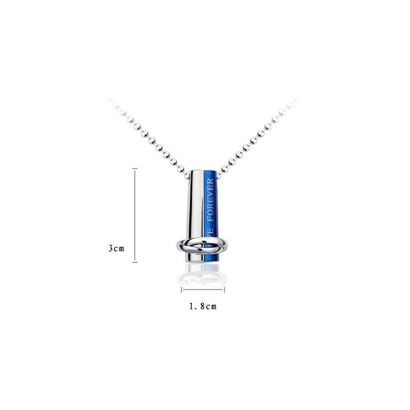 Collana Con Ciondolo In Titanio In Due Parti, Blu E Argento, Love Forever Collana Con Ciondolo In Titanio In Due Parti, Blu E Argento, Love Forever