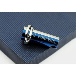 Collana Con Ciondolo In Titanio In Due Parti, Blu E Argento, Love Forever