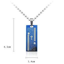 Collana Con Ciondolo In Titanio Con Croce Blu Della Bibbia E Due Stelle
