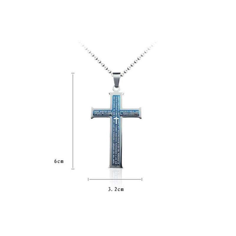 Ciondolo E Collana In Titanio Con Croce Blu E Argento Della Bibbia Ciondolo E Collana In Titanio Con Croce Blu E Argento Della Bibbia