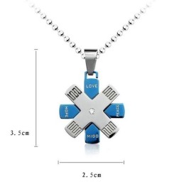 Ciondolo E Collana In Titanio Blu E Argento "Love Hope Rudder"