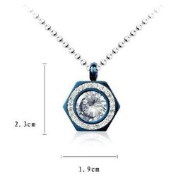 Collana Con Ciondolo In Titanio Puro Blu E Diamanti Esagramma