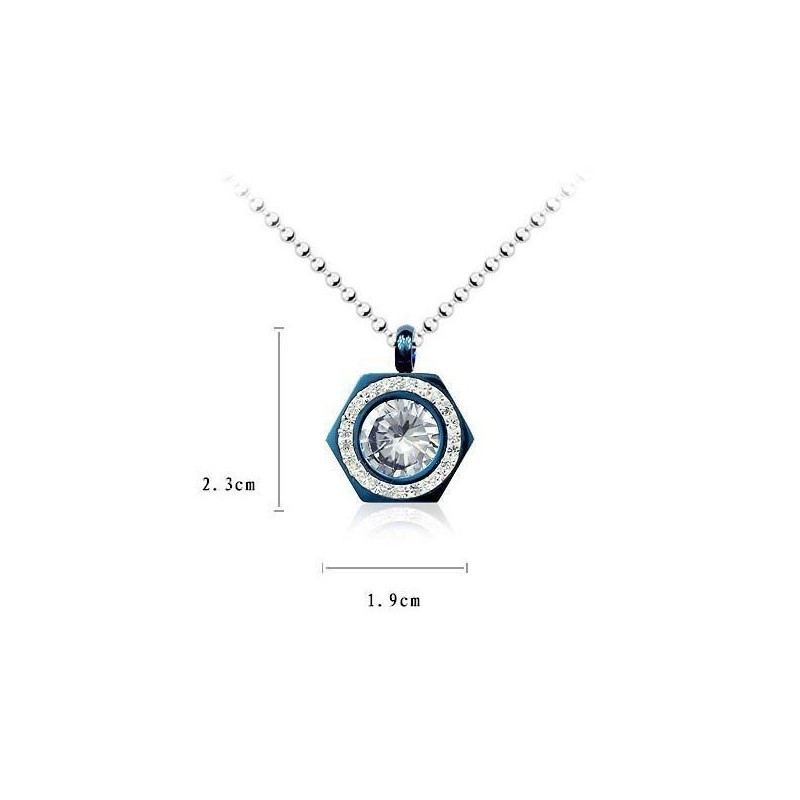 Collana Con Ciondolo In Titanio Puro Blu E Diamanti Esagramma Collana Con Ciondolo In Titanio Puro Blu E Diamanti Esagramma