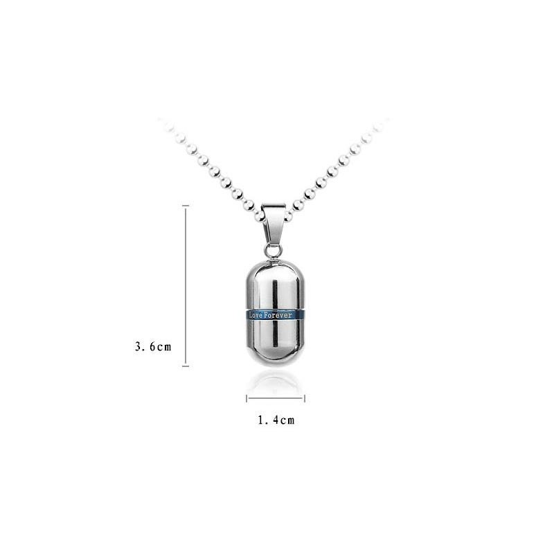 Collana Con Ciondolo A Forma Di Pillola In Titanio Puro E Argento Love Forever Collana Con Ciondolo A Forma Di Pillola In Titanio Puro E Argento Love Forever