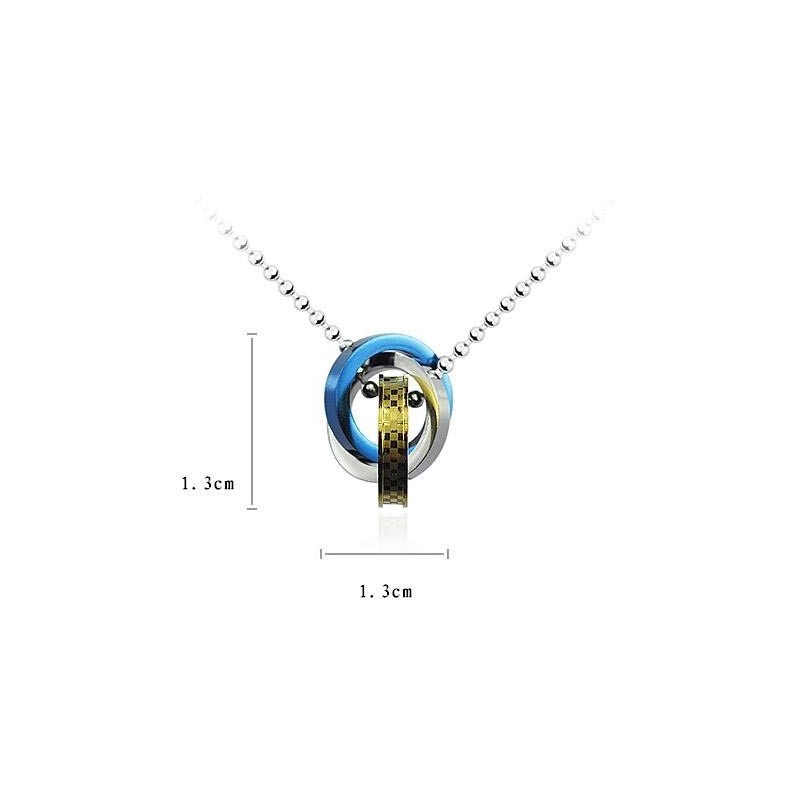 Ciondolo Con Anelli Tricolore Alla Moda E Collana In Titanio Ciondolo Con Anelli Tricolore Alla Moda E Collana In Titanio
