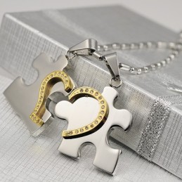 1 Paio Di Ciondoli Per Collana In Acciaio Al Titanio A Forma Di Cuore Blu