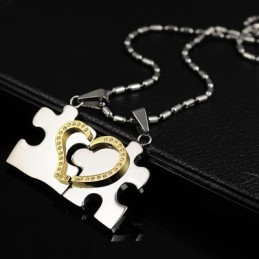 1 Paio Di Ciondoli Per Collana In Acciaio Al Titanio A Forma Di Cuore Blu