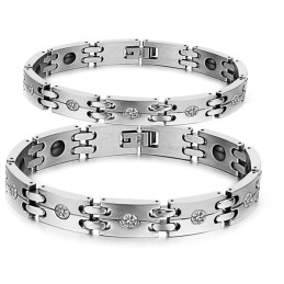 Bracciale In Titanio Per La Salute, Di Qualità Stabile, Per Gli Amanti, Con Strass