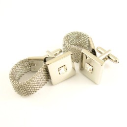 Gemelli In Titanio Dal Design Speciale Con Diamante