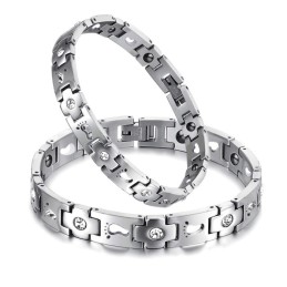 Bracciale In Titanio Di Qualità Queen Of Quality Per Amanti Con Strass