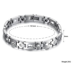 Bracciale In Titanio Di Qualità Queen Of Quality Per Amanti Con Strass