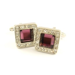 Gemelli Quadrati In Titanio Con Diamanti E Zirconi Quadrati Color Malva