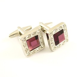 Gemelli Quadrati In Titanio Con Diamanti E Zirconi Quadrati Color Malva