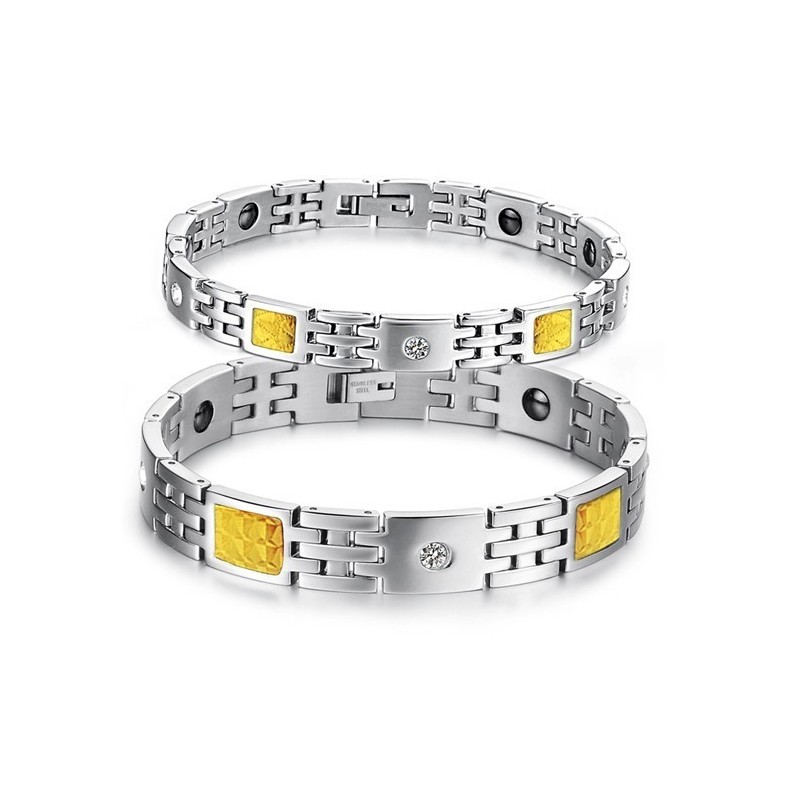 Bracciale In Titanio Magnetico Di Qualità Superiore Per Amanti Con Strass Bracciale In Titanio Magnetico Di Qualità Superiore Per Amanti Con Strass