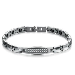Bracciale In Titanio E Magnetite Queen Of Quality Health Per Amanti Con Diamante