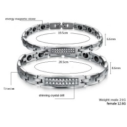 Bracciale In Titanio E Magnetite Queen Of Quality Health Per Amanti Con Diamante