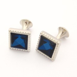 Gemelli Quadrati In Titanio Con Zirconi Blu