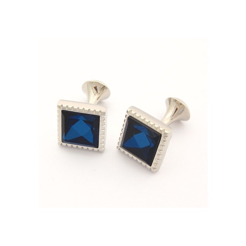 Gemelli Quadrati In Titanio Con Zirconi Blu Gemelli Quadrati In Titanio Con Zirconi Blu