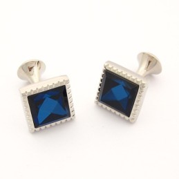 Gemelli Quadrati In Titanio Con Zirconi Blu