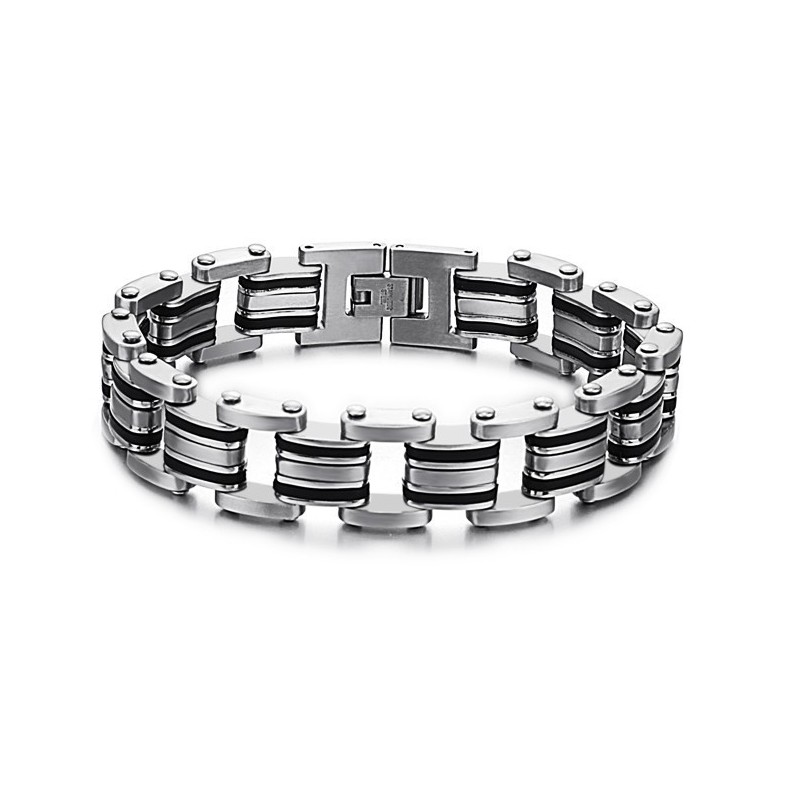 Braccialetto Classico In Titanio E Silicone Per Uomo Di Qualità Stabile