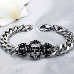 Bracciale In Titanio Con Teschio Maschile Di Ottima Qualità