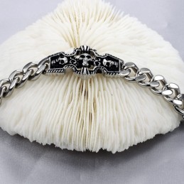Bracciale In Titanio Con Teschio Maschile Di Ottima Qualità