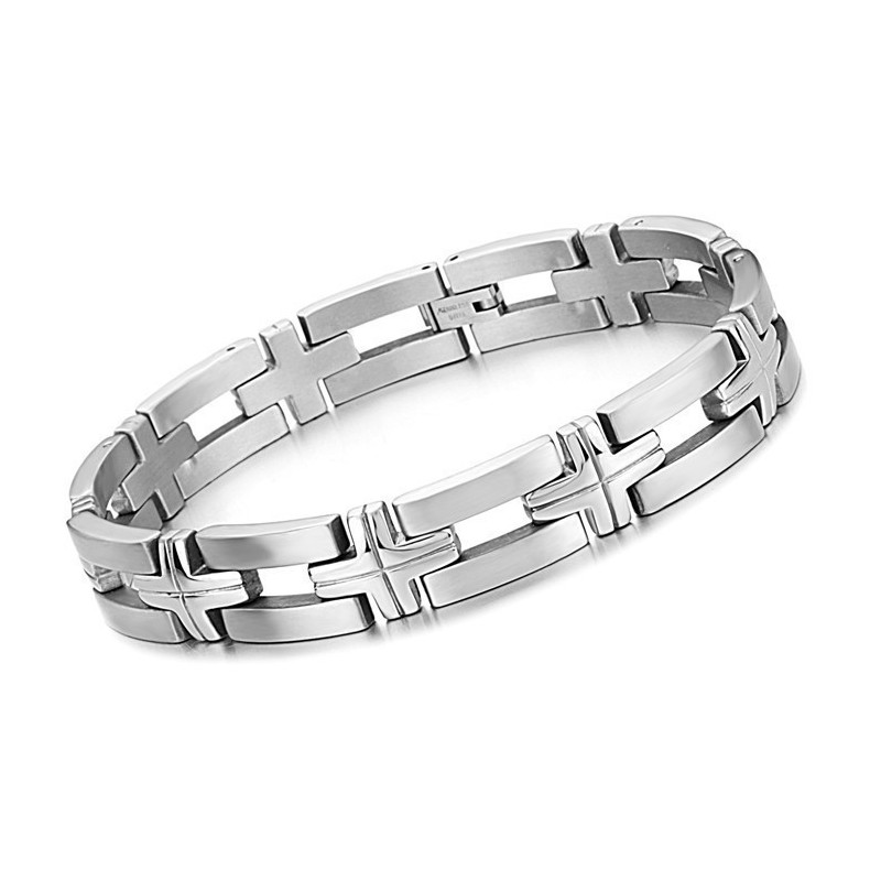 Bracciale In Titanio Con Croce Maschile Di Alta Qualità Bracciale In Titanio Con Croce Maschile Di Alta Qualità