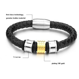 Bracciale In Pelle Di Titanio Di Forma Rotonda Da Uomo, Di Qualità Affidabile