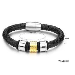 Bracciale In Pelle Di Titanio Di Forma Rotonda Da Uomo, Di Qualità Affidabile