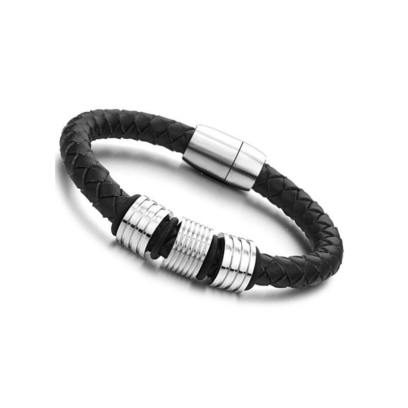 Bracciale In Pelle Di Titanio Nero Di Alta Qualità Bracciale In Pelle Di Titanio Nero Di Alta Qualità