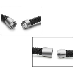 Bracciale In Pelle Di Titanio Nero Di Alta Qualità
