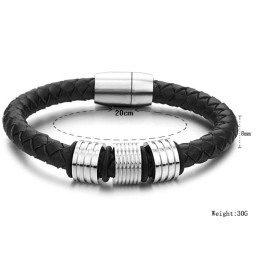Bracciale In Pelle Di Titanio Nero Di Alta Qualità