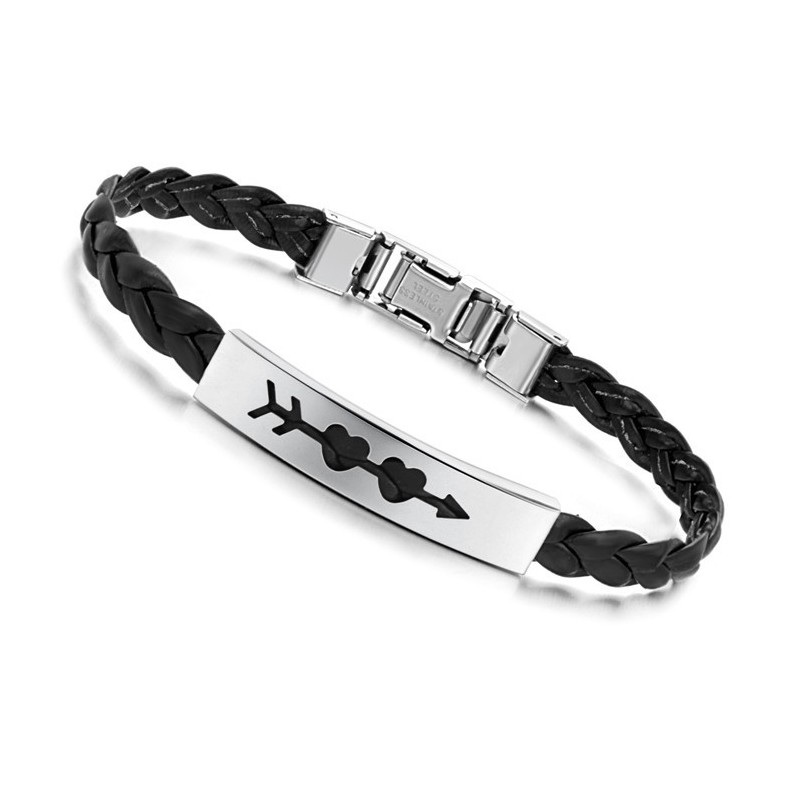 Braccialetto In Pelle Di Titanio Con Ciondolo A Forma Di Cuore Da Donna, Di Qualità Stabile Braccialetto In Pelle Di Titanio Con Ciondolo A Forma Di Cuore Da Donna, Di Qualità Stabile