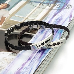 Braccialetto In Pelle Di Titanio Con Ciondolo A Forma Di Cuore Da Donna, Di Qualità Stabile