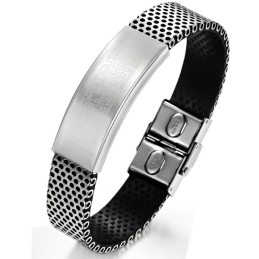 Bracciale In Pelle Di Titanio Nero Facile Da Usare