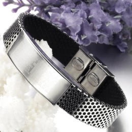Bracciale In Pelle Di Titanio Nero Facile Da Usare
