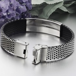 Bracciale In Pelle Di Titanio Nero Facile Da Usare