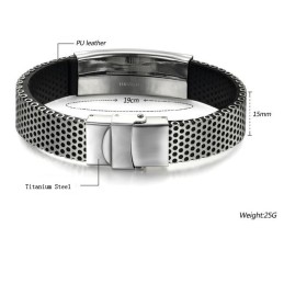 Bracciale In Pelle Di Titanio Nero Facile Da Usare