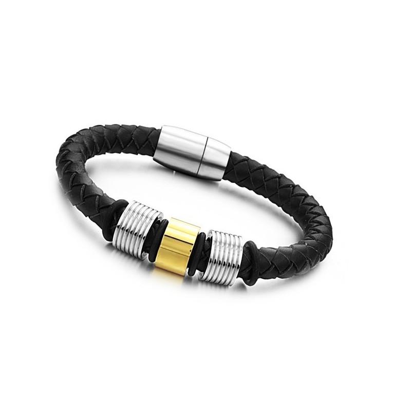 Bracciale In Pelle Di Titanio Nero Da Uomo Di Qualità Queen Of The Quality Bracciale In Pelle Di Titanio Nero Da Uomo Di Qualità Queen Of The Quality