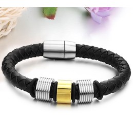Bracciale In Pelle Di Titanio Nero Da Uomo Di Qualità Queen Of The Quality