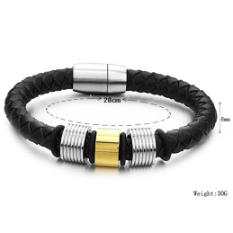 Bracciale In Pelle Di Titanio Nero Da Uomo Di Qualità Queen Of The Quality