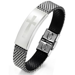 Bracciale In Pelle Di Titanio Con Croce Maschile, Qualità E Quantità Garantite