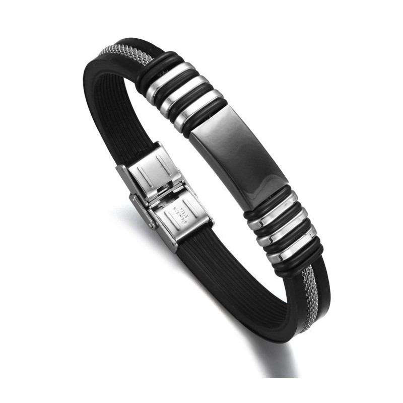 Bracciale In Silicone E Titanio Maschile Di Qualità Superiore Bracciale In Silicone E Titanio Maschile Di Qualità Superiore