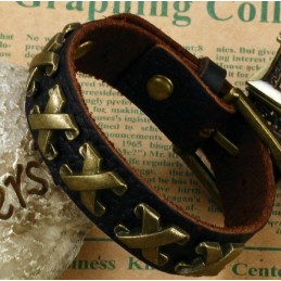 Bracciale In Pelle Di Titanio Con Numeri Romani Di Alta Qualità
