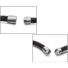 Bracciale In Pelle Di Titanio Marrone Di Alta Qualità