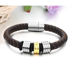 Bracciale In Pelle Di Titanio Marrone Di Qualità Queen Of