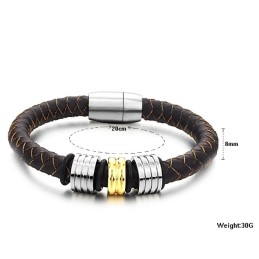 Bracciale In Pelle Di Titanio Marrone Di Qualità Queen Of