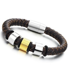 Ampia Varietà Di Bracciale In Pelle Di Titanio Marrone