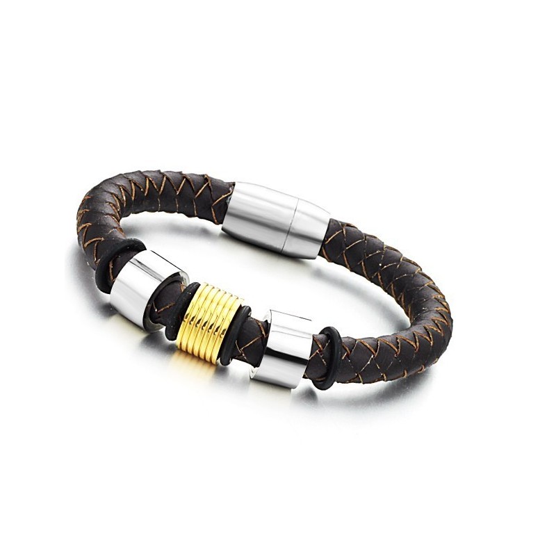 Ampia Varietà Di Bracciale In Pelle Di Titanio Marrone Ampia Varietà Di Bracciale In Pelle Di Titanio Marrone