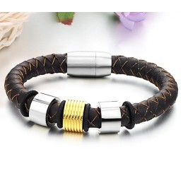 Ampia Varietà Di Bracciale In Pelle Di Titanio Marrone
